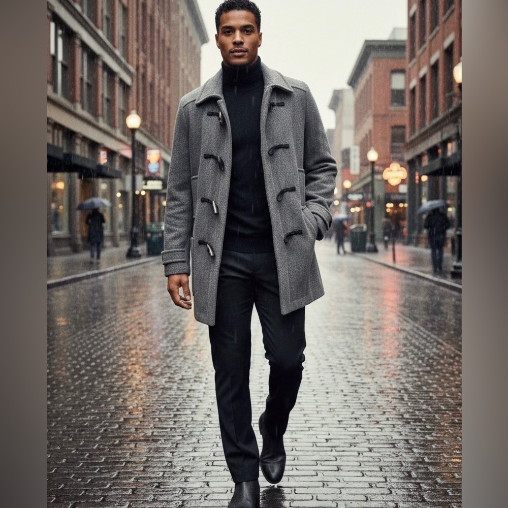 Banana Republic Men's Gray Wool Blend Toggle Buttons Winter Classic Coat Size XL